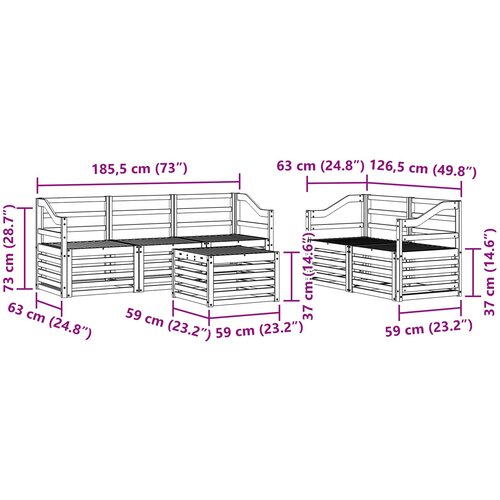  Set vanjskih sofa 6 kom. Bijela Čvrsto drvo akacije Slike