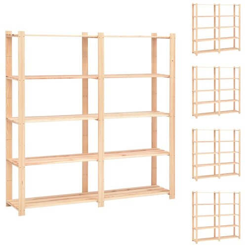  Stalci za pohranu 5 razina 5 kom 170x38x170 cm borovina 500 kg Cijene