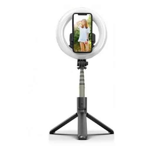 RIFF Profesionalna selfie palica L07 (največja dolžina 90 cm) z obročasto LED lučko / stojalo / prenosni brezžični gumb za zaklop črn, (21155048)