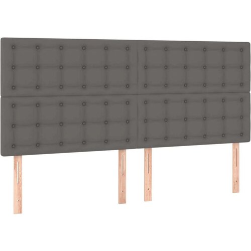  Krevet s oprugama i madracem sivi 160x200 cm od umjetne kože Slike