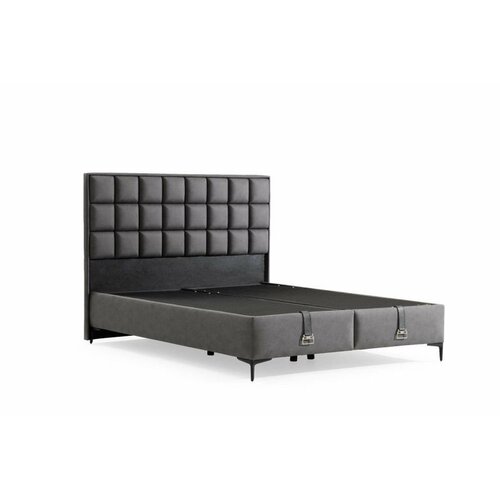 Hanah home Abella 180 x 200 - Grey Grey Double Bed Base & Headboard Cene