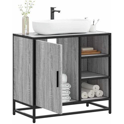 vidaXL Kopalniška omarica siva sonoma 65x33x60 cm inženirski les Cene