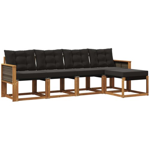 vidaXL Zunanja garnitura za sedenje z blazino 5 pcs Naravna in črna, (5000273614) Cene