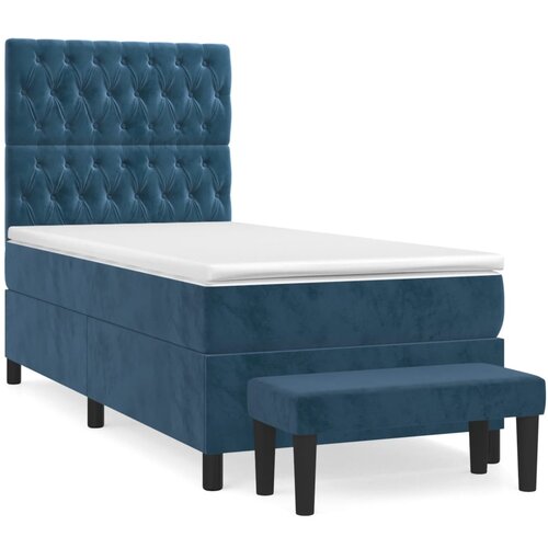 VidaXL Box spring postelja z vzmetnico temno modra 100x200 cm žamet, (20899517) Slike
