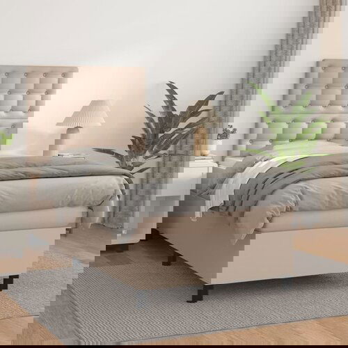  The Living Store Box spring postelja z vzmetnico kapučino 90x190 cm umetno usnje - Box Spring Postelja, (21450018) Slike