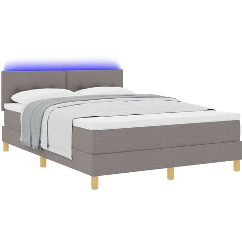 vidaXL LED Box Spring Krevet Sivo-smeđa 140 x 190 cm tkanina Cene
