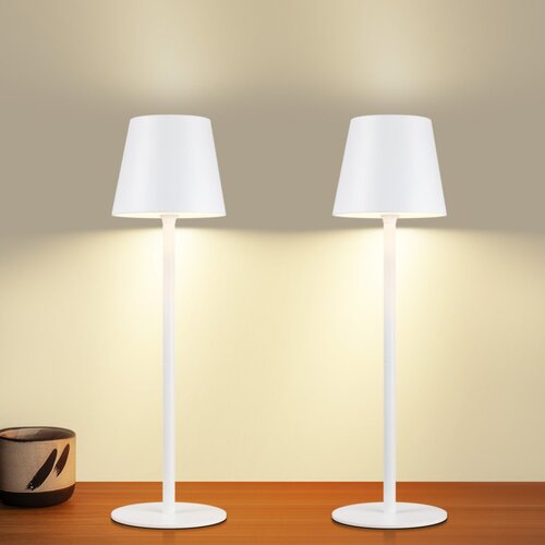 Nettlife Lampe de Chevet &agrave; Batterie sans Fil， Lot de 2 - LED 2600mhA Lampe de Table d'ext&eacute;rieur Rechargeable Tactile Lampe &agrave; Batterie Blanc USB, (22141547) Cene