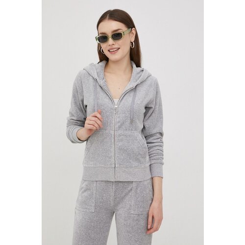 Juicy Couture Dukserica za žene, boja: siva, s kapuljačom, melanž Slike