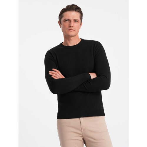 Ombre Classic men's sweater with round neckline - black Slike