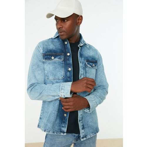 Trendyol Blue Men's Regular Fit Denim Jacket Slike