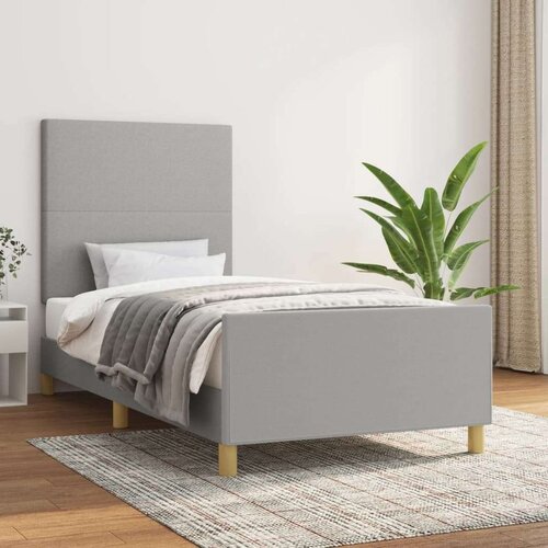  Posteljni okvir z vzglavjem svetlo siv 90x190 cm blago, (20795084) Slike