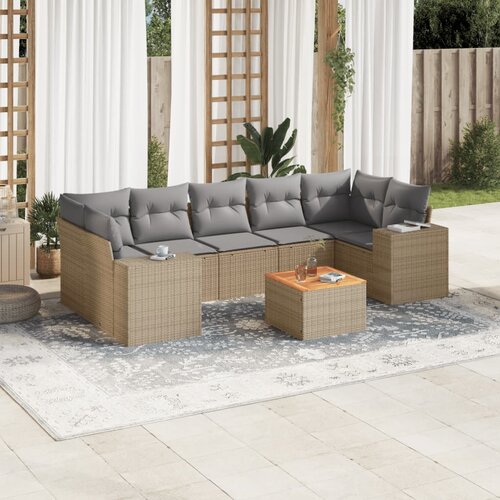 VidaXL 8-dijelni set vrtnih sofa od poliratana s jastucima bež Slike