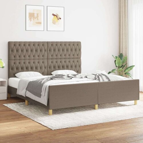  Posteljni okvir z vzglavjem taupe 180x200 cm blago, (20903432) Slike