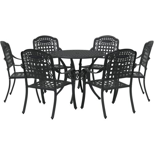 vidaXL Vrtni set za objed 7 pcs Crna Aluminij Cene