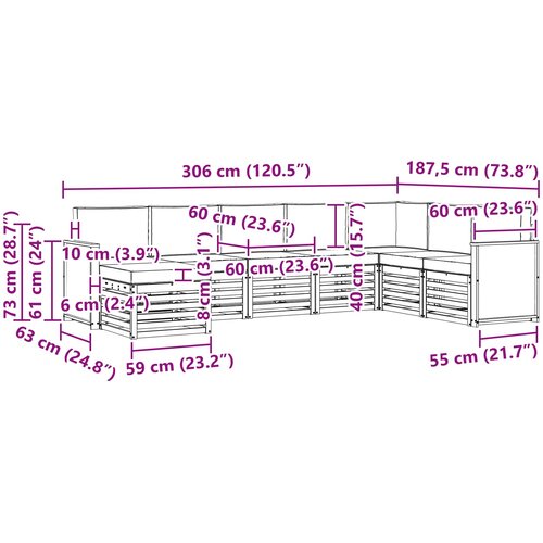  Set vanjskih sofa 6 kom. Prirodna Slike