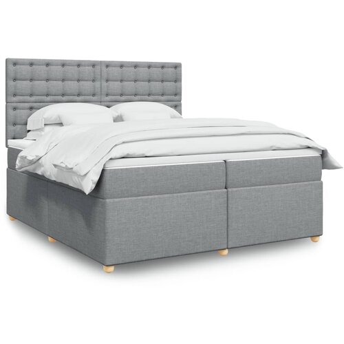 vidaXL Box spring postelja z vzmetnico svetlo siva 200x200 cm blago Cene