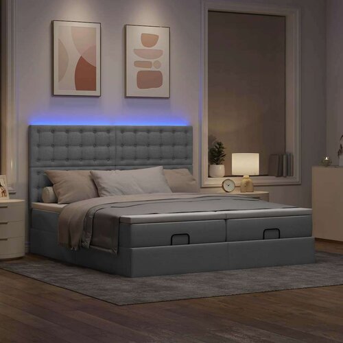 vidaXL Otomanski posteljni okvir z vzmetnicami siv 160x200 cm blago Cene