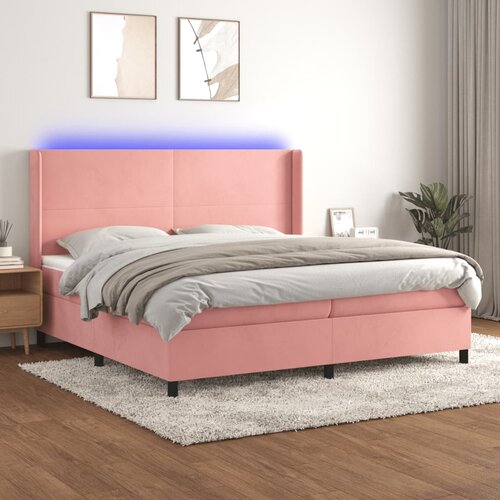  box spring s madracem LED ružičasti 200x200cm baršunasti Cene