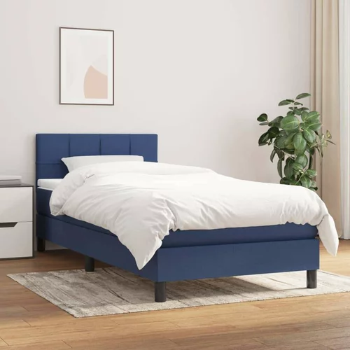  Box spring postelja z vzmetnico moder 90x200 cm blago, (20894618)