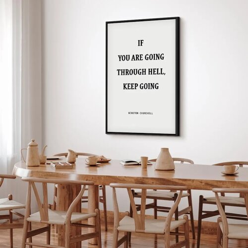  Slika - Power of Words (1-part) - Winston Churchill\&amp;#039;s Motivational Quote 60x90 U crnom drvenom okviru Slike