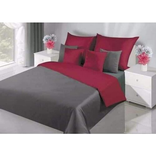  posteljina za bračni krevet crveno-siva Cene
