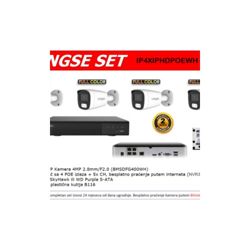 Longse Full Color IP SET IP4XIPHDPOEWH – 4 MP Cijene
