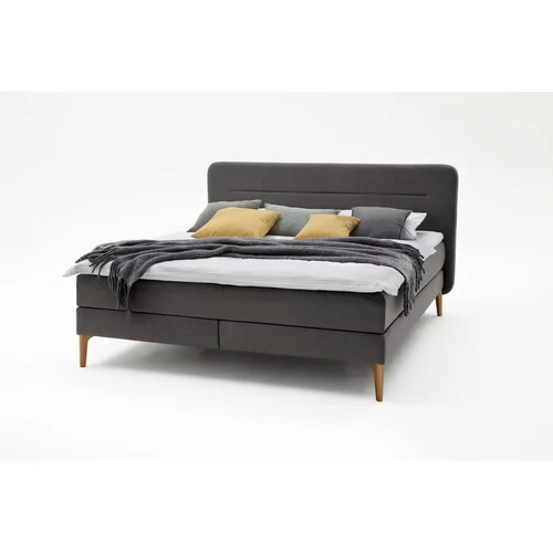 Meise Möbel tamnosivi tapecirani bračni krevet s madracem Massello, 180 x 200 cm