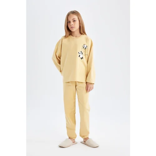 Defacto Girls Printed Long Sleeve Pajama Set