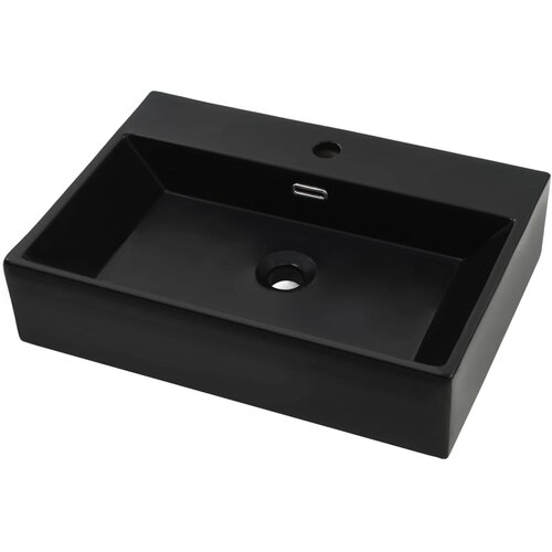 Maison Chic Umivalnik - Kopalna umivalnik - Lavabo z odprtino za pipo iz keramike črn 76x42,5x14,5 cm, (21684622) Cene