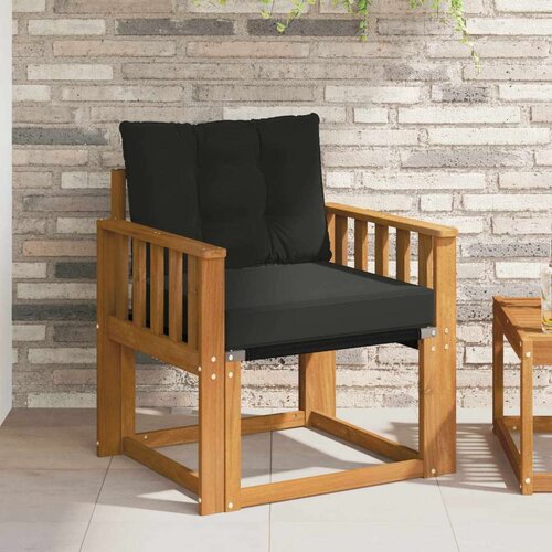  2 Komad Set vanjskih sofa Čvrsto drvo akacije i Textilene - Prirodna i crno Okomite letvice Cijene