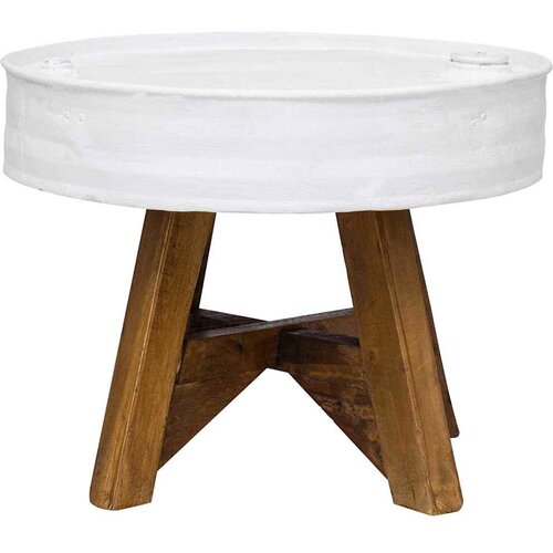 Maison Chic Klubska mizica - kavna mizica - Nizka mizica iz trdnega predelanega lesa 60x45 cm bela, (21754551) Slike