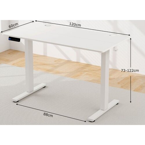  Nastavljiva vi&amp;scaron;ina mize 120 x 60 cm električna stoječa miza, rustikalna bela Slike
