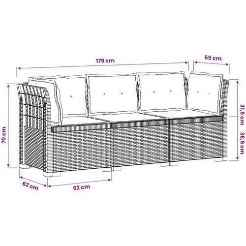  Dvosjedni vrtni sofa s jastucima u ratan izgledu PP Bijela Slike
