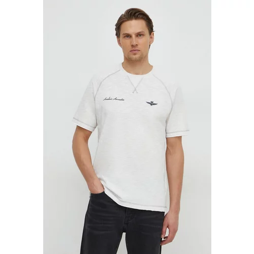 Aeronautica Militare Pamučna majica za muškarce, boja: bijela, bez uzorka