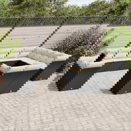 vidaXL 13-dijelni set vrtnih sofa s jastucima poliratan crni Cijene