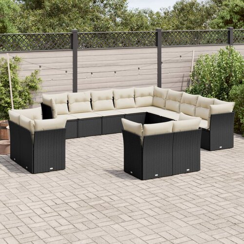 VidaXL 13-dijelni set vrtnih sofa s jastucima poliratan crni Slike