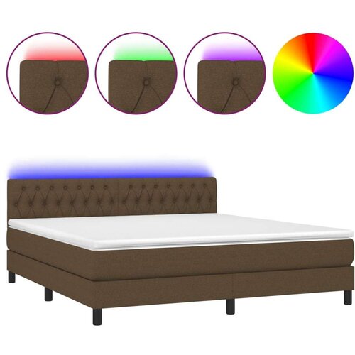  Krevet box spring s madracem LED tamnosmeđi 180x200 cm tkanina Slike