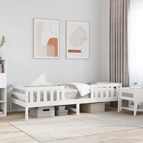The Living Store Posteljni okvir brez vzmetnice bel 80x200 cm trdna borovina - Posteljni Okvir, (21522983) Cene