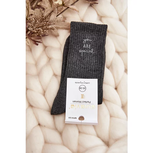 Kesi Women's smooth socks with dark grey lettering