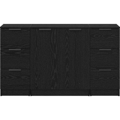VidaXL Ormarić / Komoda s ladicama 3 pcs Crni hrast 121 x 30 x 70 cm Slike
