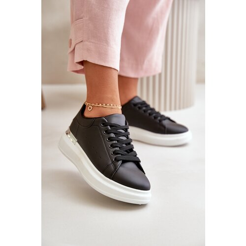 Boto Low Women&amp;#039;s Sneakers On Platform Made Of Eco Leather Black Nevelena Slike