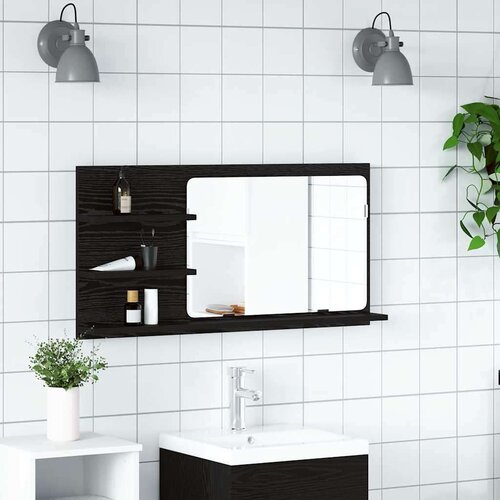 vidaXL Ormarić za kupaonsko ogledalo crni hrast 90x11x45 cm inženjerski drvo Cijene