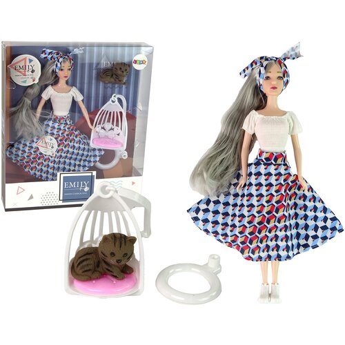  Lutka za igru Emily s pli&amp;scaron;anom mačkom u kavezu - 30 cm Slike
