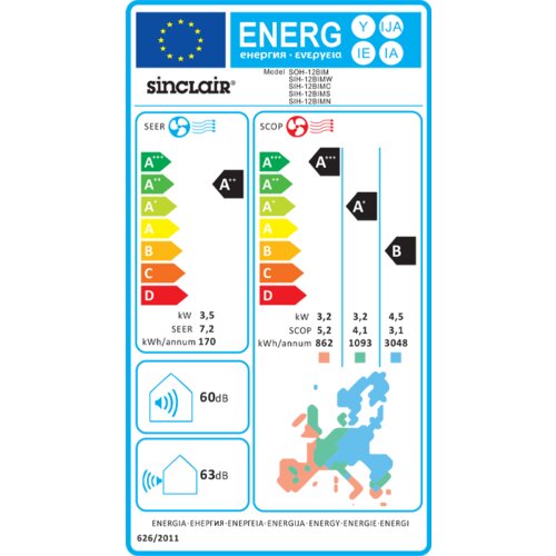 Sinclair klimatska naprava SIH-12BIMN z montažo Slike