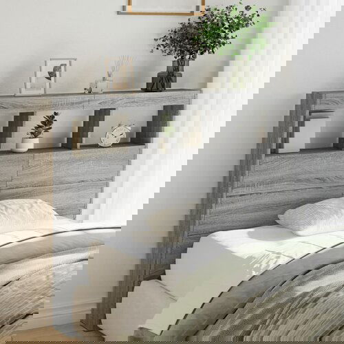 vidaXL Ormarić za uzglavlje LED sivom sonomom 120x17x102 cm Cijene