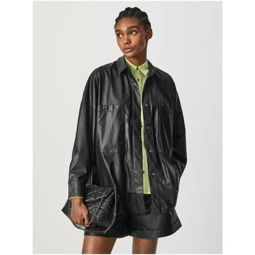 Pepe Jeans Black Women's Leatherette Shirt Carla - Women