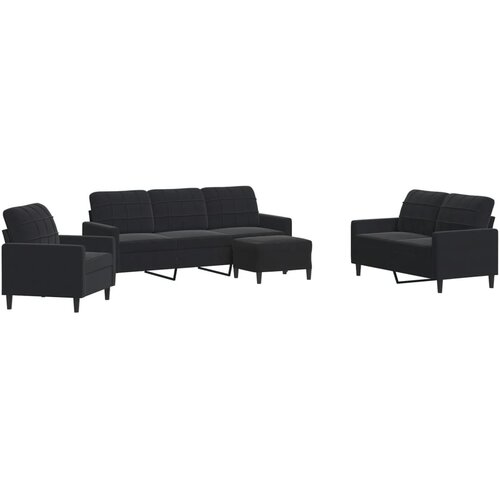 vidaXL 4-dijelni set sofa s jastucima crni bar&scaron;unasti Cijene