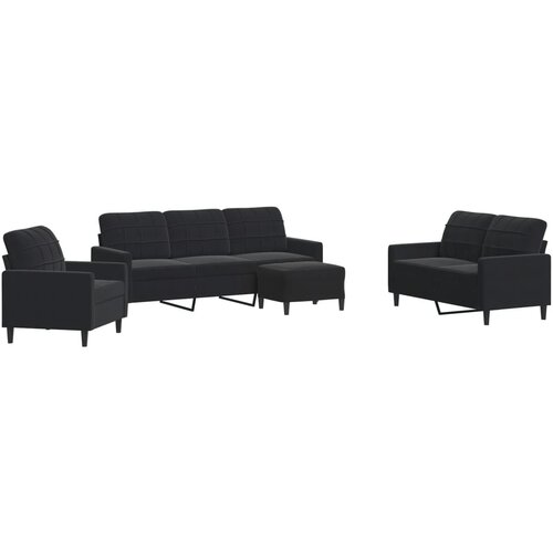 VidaXL Sedežna garnitura 4-delna z blazinami črn žamet, (21337669) Slike
