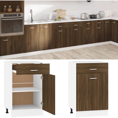VidaXL Spodnja omarica s predalom rjavi hrast 50x46x81,5 cm inž. les Slike