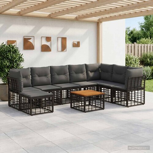  Set vanjskih sofa 9 kom. Crna i tamno siva Poliester Cene